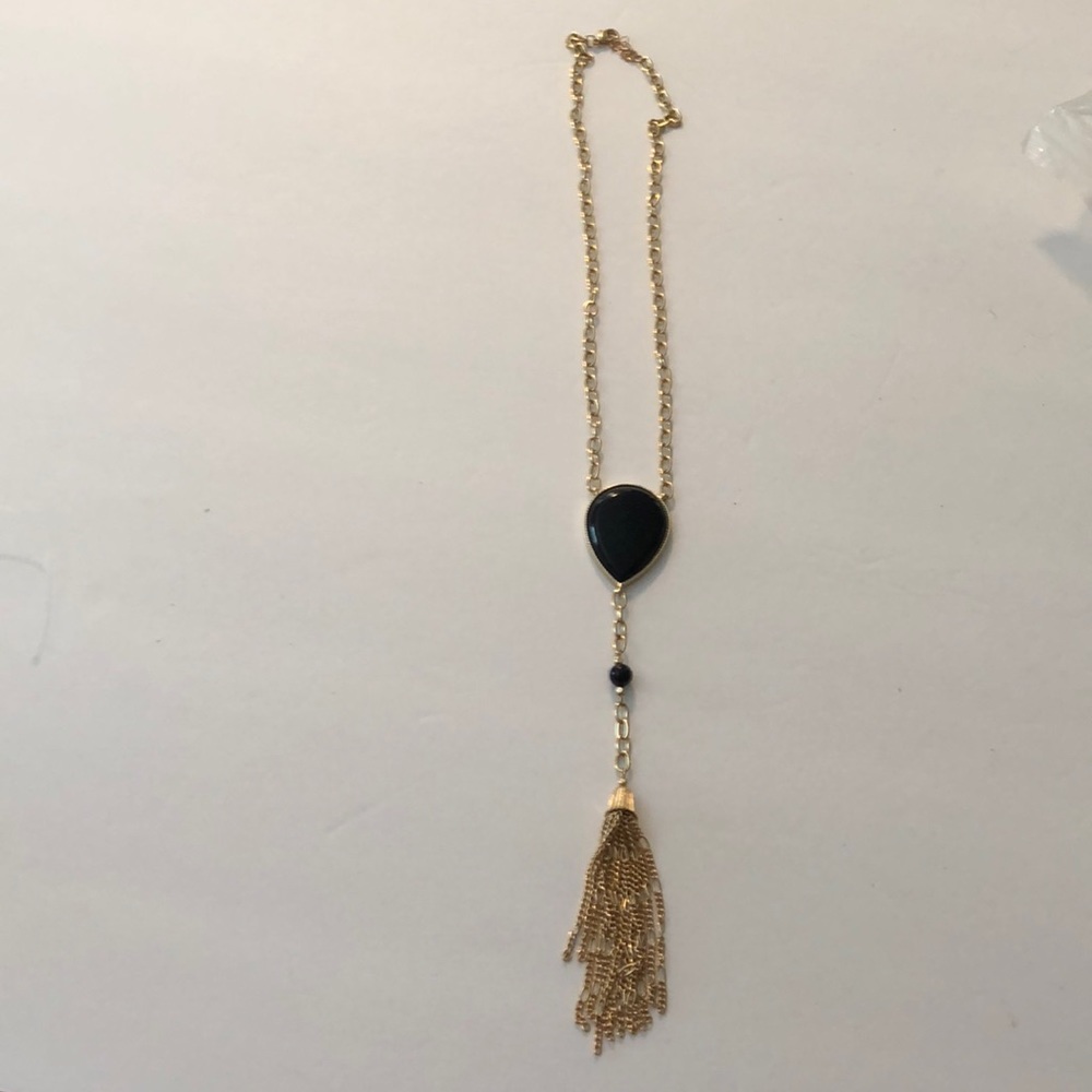 Gold tone tasseled necklace